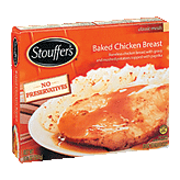 Stouffer's Classics baked chicken breast; boneless chicken breast with gravy & mashed potatoes Left Picture